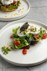 delicious breakfast with poached egg