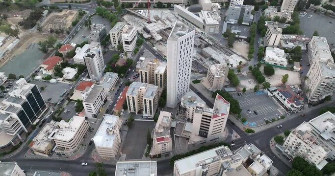 Metropolitan Marvel: Aerial View Showcasing Nicosia, the Capital of Cyprus. High quality 4k footage
