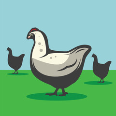 Charming vector hen and chickens design for farm-themed creativity and rustic charm. 🐔🌾