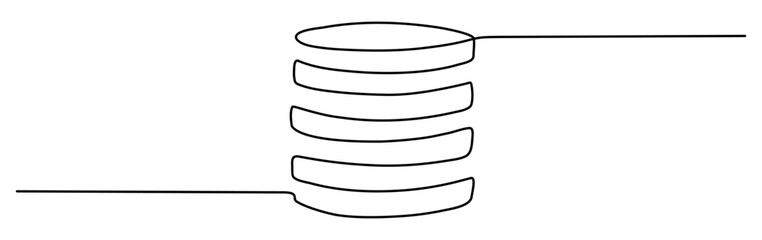 Coins stack continuous one line drawing. Business money concept. Vector illustration isolated on white.