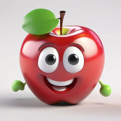 Apple character. Digital illustration.