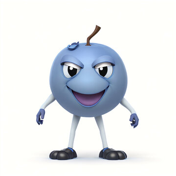 Blueberry character. Digital illustration.