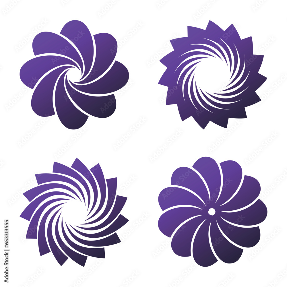 Wall mural Set of abstract circular floral and swirl icons