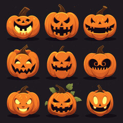 set of halloween pumpkins