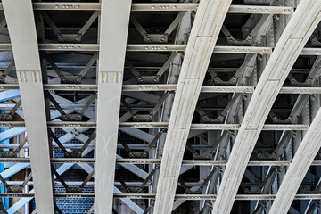 London, UK, 15 August 2023: View of the Underneath of Blackfriars Bridge