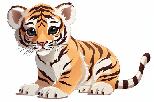 vector design, cute animal character of a tiger