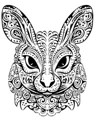 black and white rabbit mandala tattoo