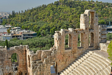 Fototapeta na wymiar Athens; Greece - august 29 2022 : Odeon of Herodes Atticus