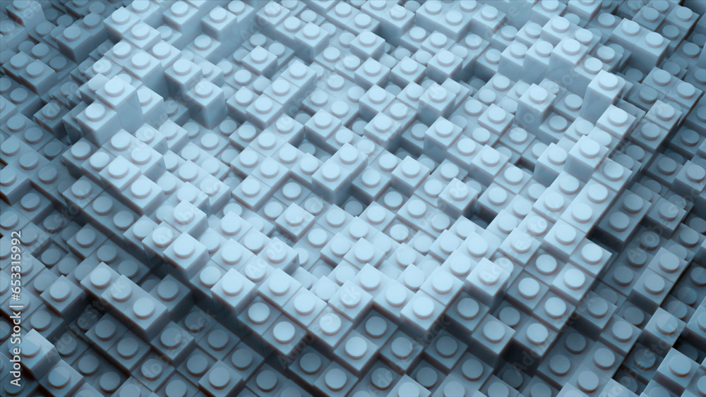 Poster circular waves on surface of structural cubes. design. cubes with dots move in circular 3d waves of 