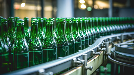 Des bouteilles en verre prêtent à être remplies dans une entreprise de vin.