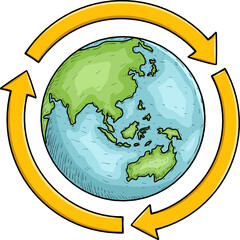 illustration of earth with arrow