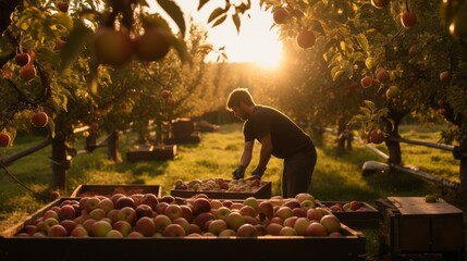 apple harvest, man picking apples