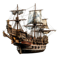 A pirate ship isolated on transparent background, Generative ai