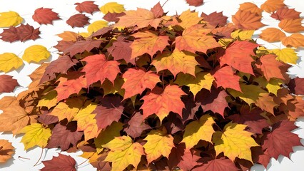 autumn leaves on a white background Generative AI