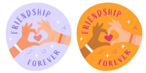 Set of stickers about friends and friendship.