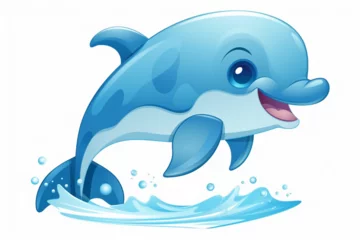 Foto op Plexiglas vector design, cute animal character of a dolphin © imur