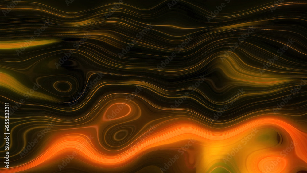 Poster pulsating neon pattern with curved lines. motion. bright neon flashing in marble pattern of lines. t