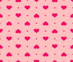 Pink hearts on a light background. Seamless pattern, print, vector illustration