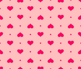 Pink hearts on a light background. Seamless pattern, print, vector illustration