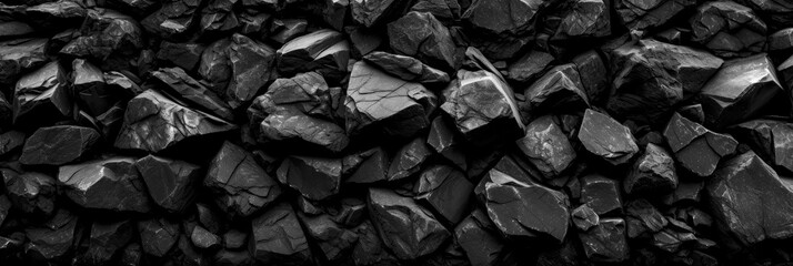 Black stones horizontal wallpaper. Generative AI