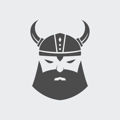 Hand Drawn Viking Head Helmet Logo Template