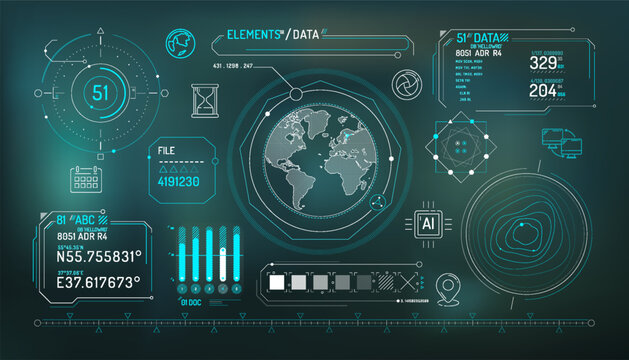 Set of infographic elements about geolocation and data exchange.