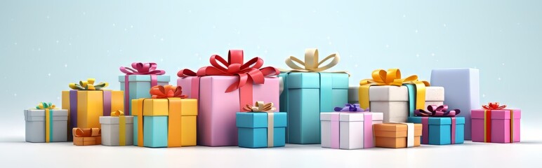 Colorful christmas gift box. 3d render