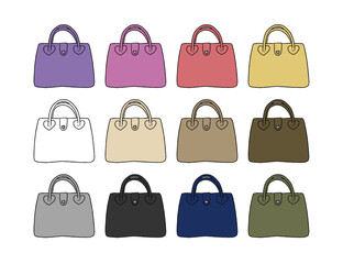 手提げカバンのイラストセット