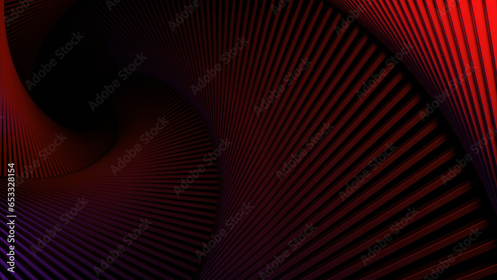 Poster rotating 3d background with swirling striped spiral. design. dark background with rotating stripes i