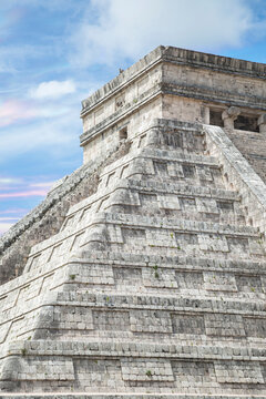 Merida, Yucatan, Mexico, Mayo 1 2020 - Chichen Itza ancient temple, one of the new wonders of the world, Mexican culture, mayan pyramid Ruin