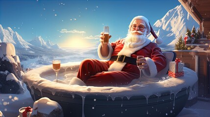 Winter Vacation Adventures: Santa's Christmas Travel and Snowy Sports Escape in 8K created with generative ai technology