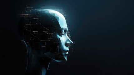 technology digital human head illustration tech virtual, design background, ai intelligence technology digital human head