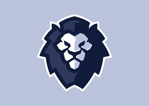 Flat Lion Head Vector Logo