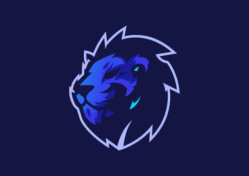 Blue Head Lion Vector Logo