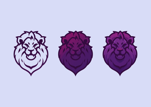 Lion Head Gradient Flat Outline Vector