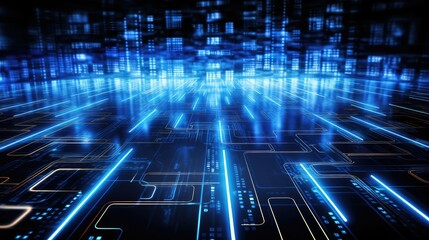 Fototapeta premium digital technology circuit lines illustration modern tech, abstract light, line communication digital technology circuit lines