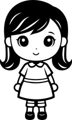Obraz premium Little Girl icon, Funny cartoon Girl face Illustration on a transparent background