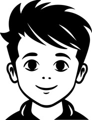Little Boy icon, Funny cartoon kid  face Illustration on a transparent background