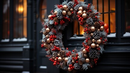 DIY Christmas wreath ideas. Outdoor Christmas wreath for doors. Large exterior Christmas wreath holiday decorations