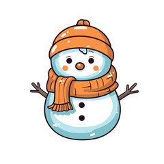 Vector clipart, cute snowman vector clipart, fall autumn christmas winter drawing