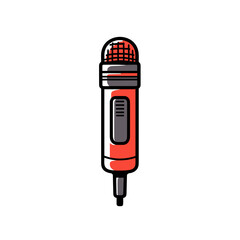 Lavalier microphone vector icon in minimalistic, black and red line work, japan web