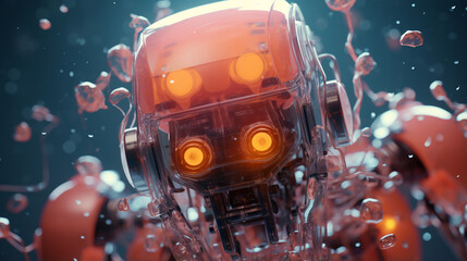 closeup of classic jelly-covered robot with generative ai