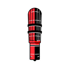 Ribbon microphone vector icon in minimalistic, black and red line work, japan web
