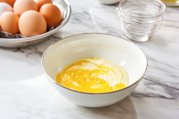 In the midst of a culinary adventure, a cook skillfully blends ingredients like eggs and flour to create an assortment of sweet treats