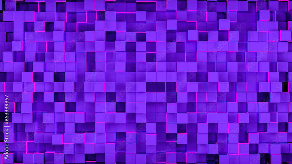 Poster background with moving chaotic cubes. design. background with squares extending into field. 3d cubes