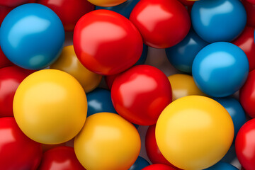 seamless texture and full-frame background of gloss colored rubber balls, neural network generated image. Digitally generated image. Not based on any actual scene or pattern.