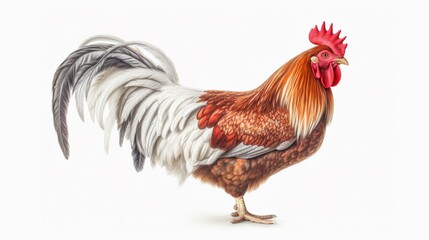 Fototapeta premium illustration of a humungous chicken white background.Generative AI