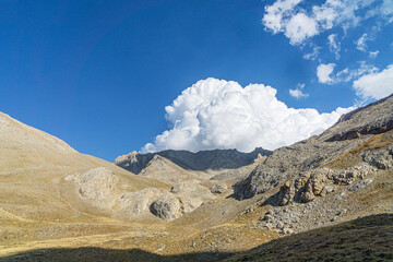 Scenic views of Medetsiz tepe (3524 m), which is the highest peak of Bolkar mountain, which is a...