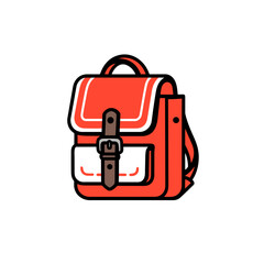 book bag vector icon in minimalistic, black and red line work, japan web