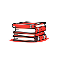 book stack vector icon in minimalistic, black and red line work, japan web